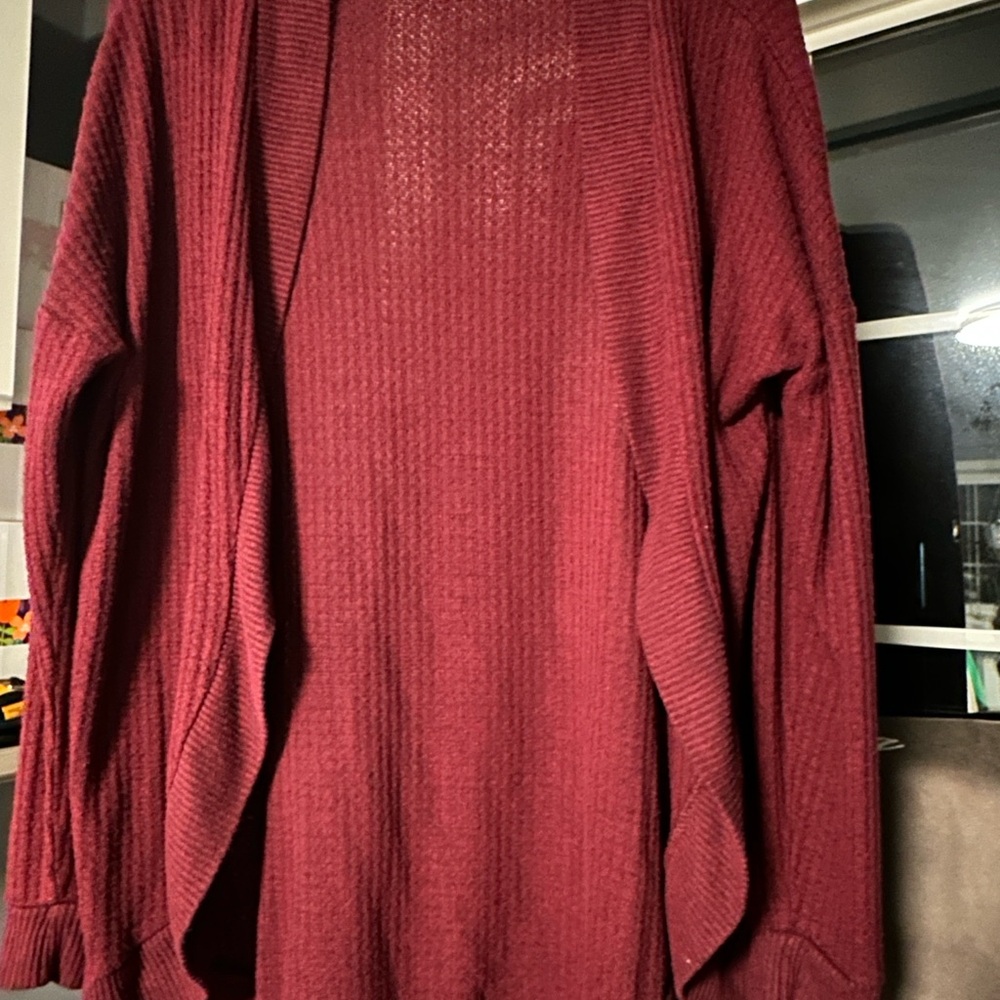 Pink Rose Cozy Red Cardigan Sweater